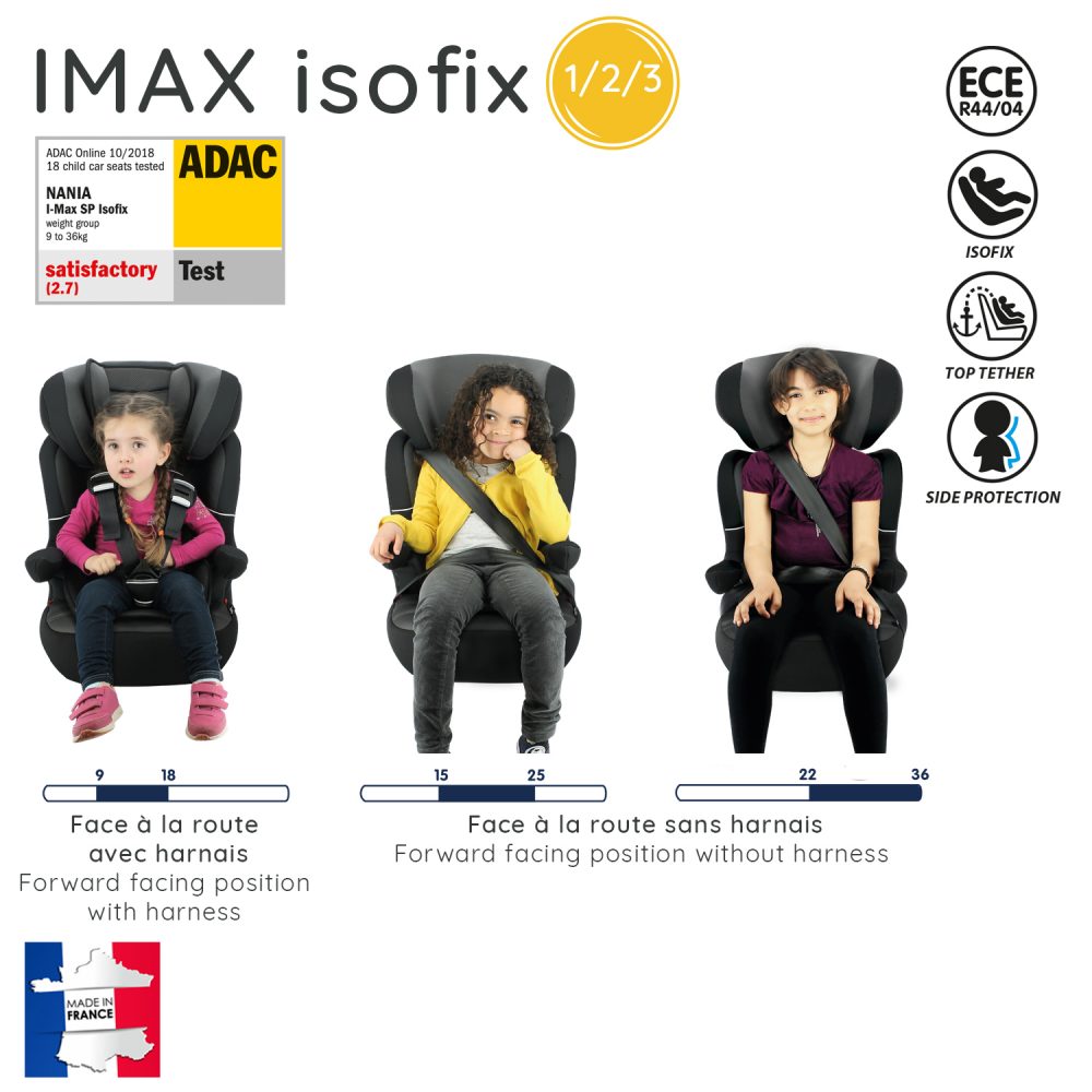 Nania Siège auto isofix IMAX groupe 1/2/3 (9-36kg) protection