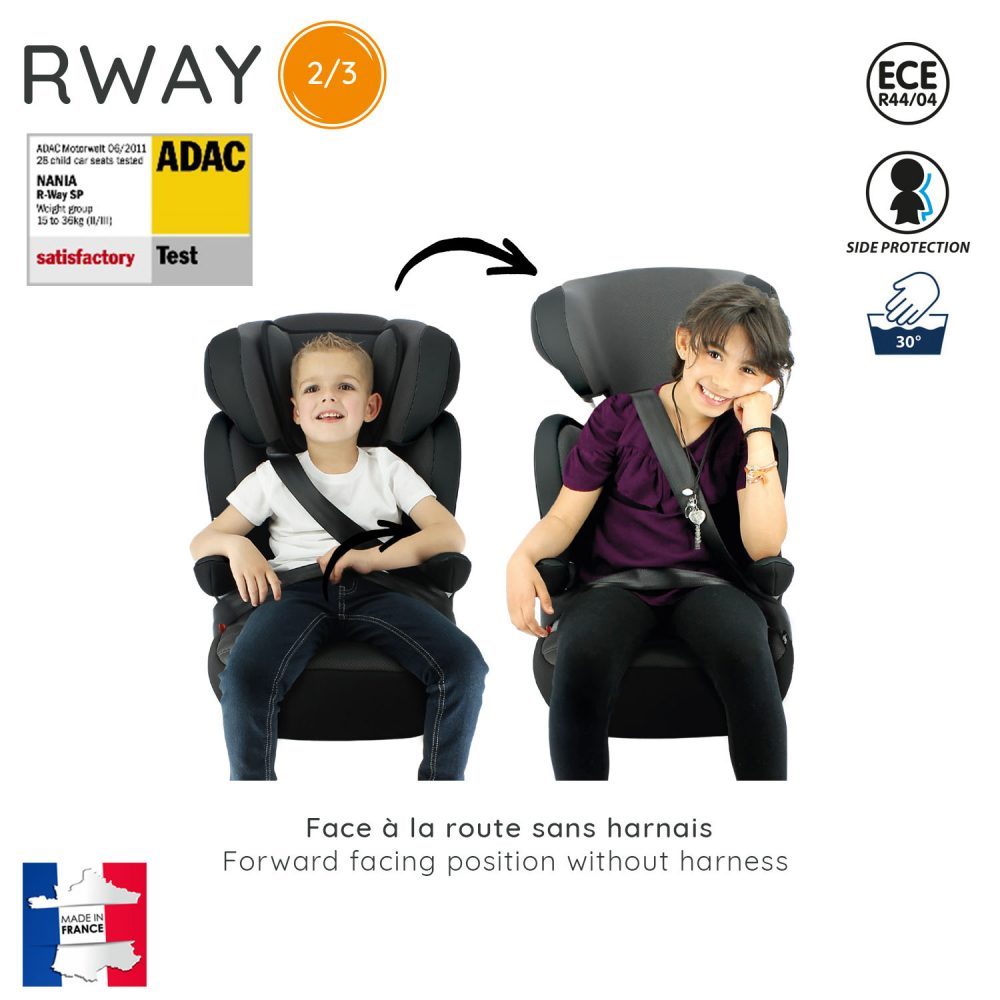 Siège auto rehausseur enfant RWAY groupe 2-3 (15-36kg), évolutif