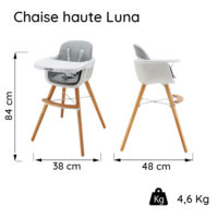 🌟 NANIA Chaise haute évolutive Luna 2 - Babies Club Maroc
