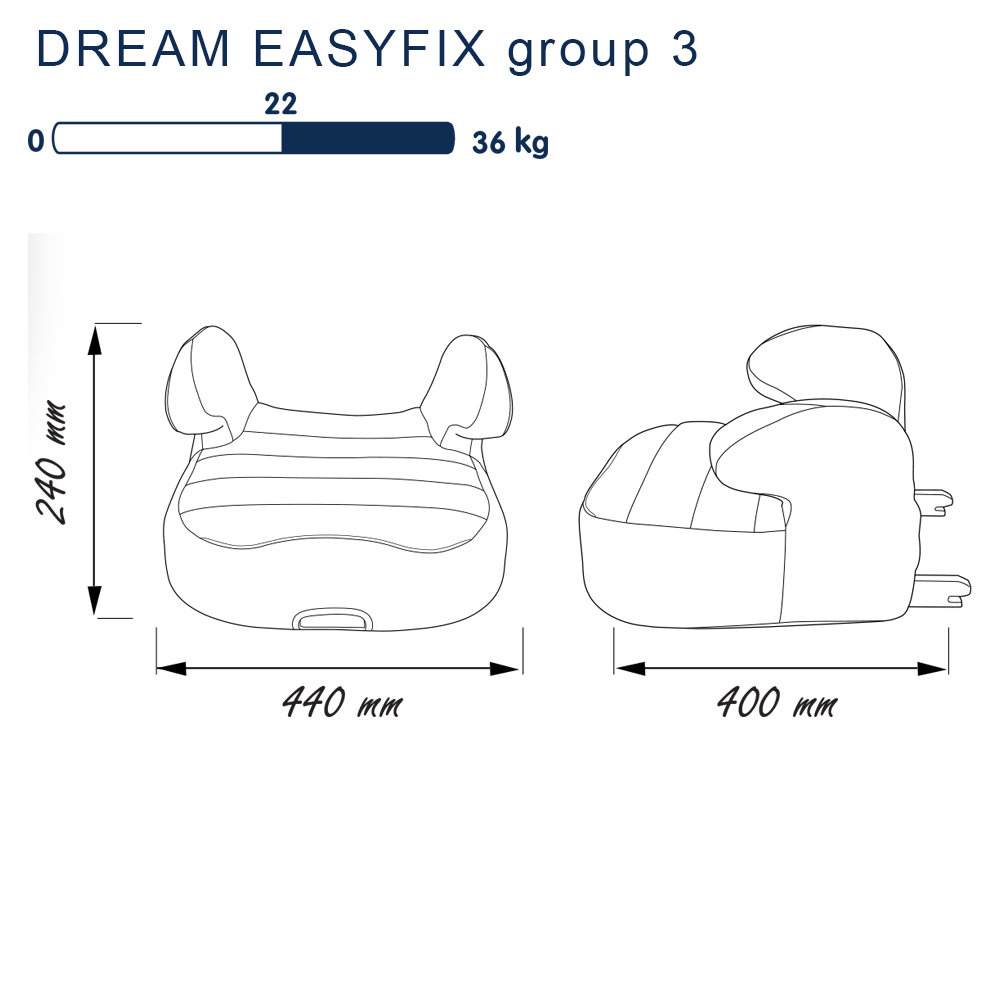 Siège auto rehausseur bas DREAM EASYFIX - Groupe 3 (22-36kg) - Disney Luxe