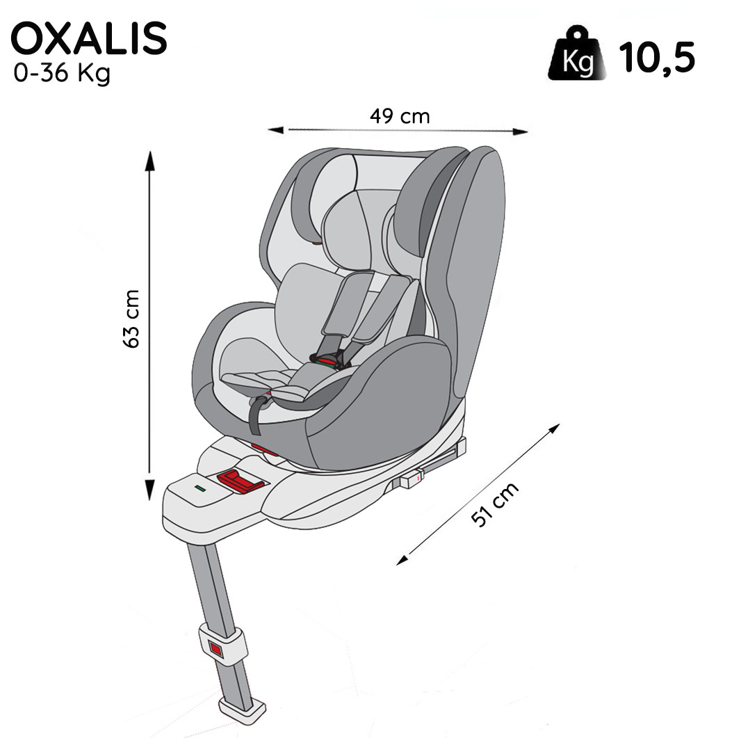 Migo - Le siège auto Oxalis groupe 0+/1/2/3, est un siège auto isofix et  pivotant à 360° Il est inclinable, dispose d'un appuie-tête réglable en  hauteur. Dos à la route de 0