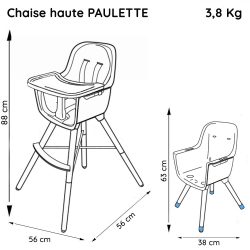 Nania - Chaise Haute évolutive PAULETTE - Des 6 mois jusqu'a 5 ans 