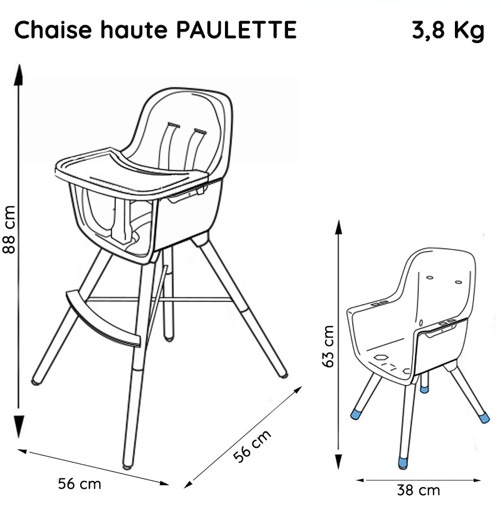 Chaise haute évolutive PAULETTE - Dès 6 mois - Made in France