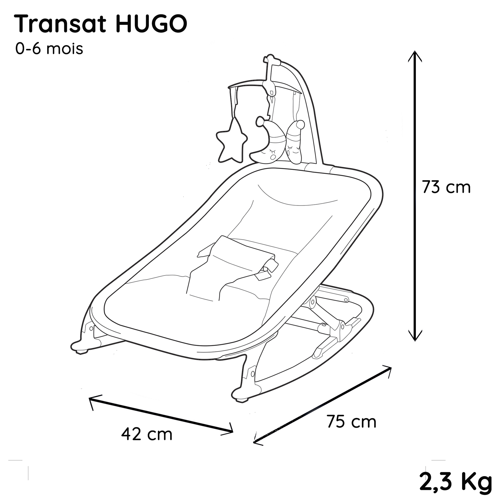 Transat HUGO 0-6 mois - Jeux d'éveils inclus - Mycarsit